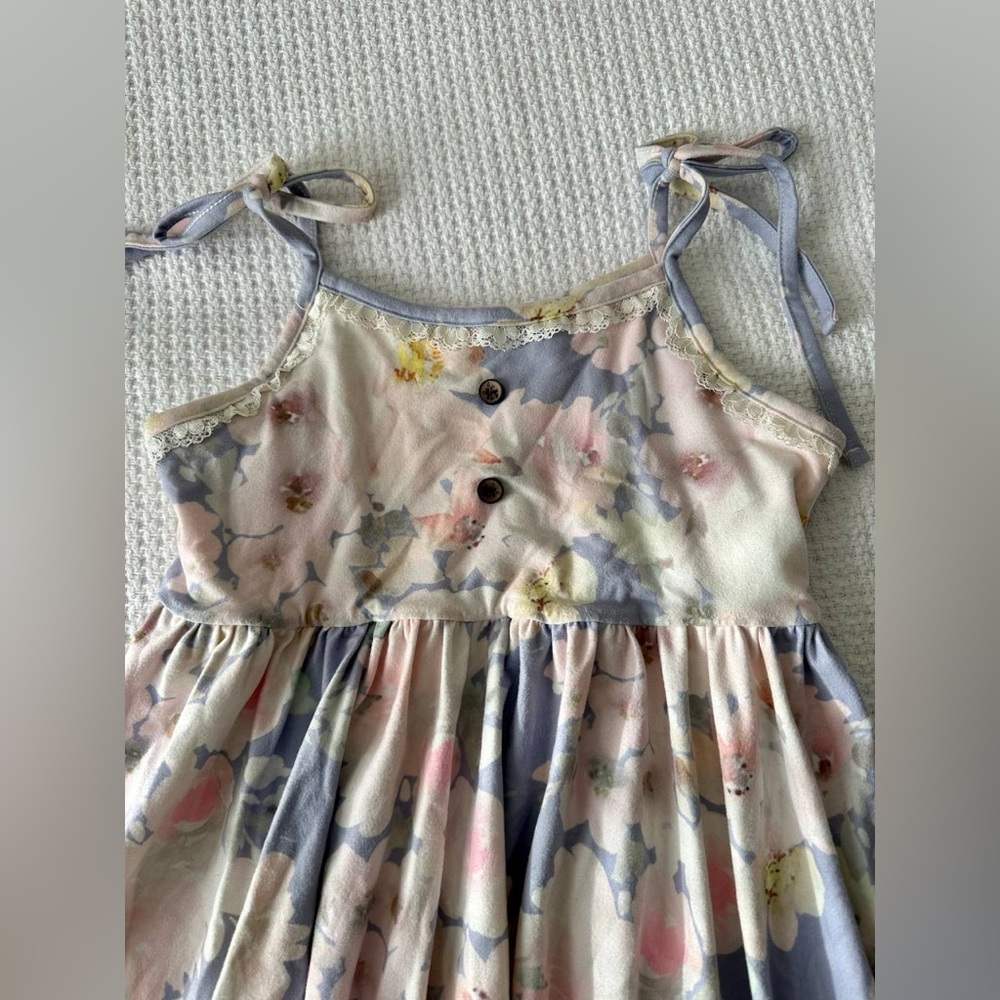 Girls Floral Tie-Shoulder Casual Dress - Pastel Multi